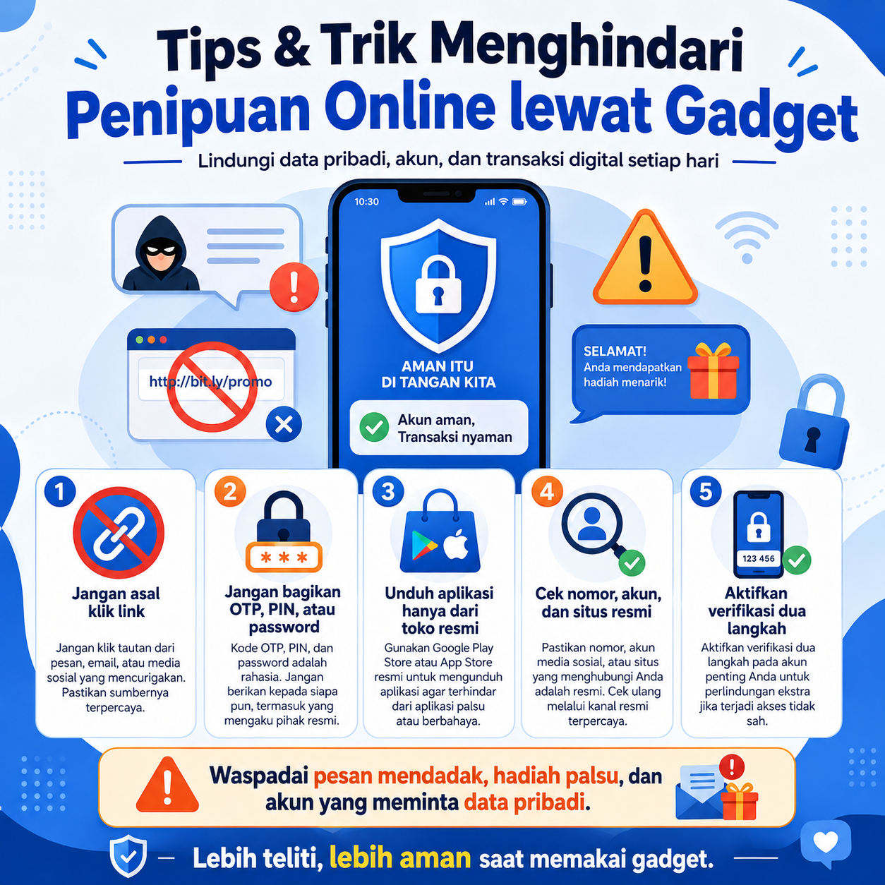 Kenali cara menghindari penipuan online lewat gadget agar data pribadi, akun, dan transaksi digital tetap aman setiap hari.