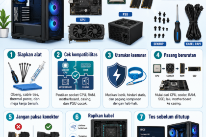 Pelajari tips dan trik merakit PC sendiri agar aman, rapi, tidak salah pasang, serta cocok untuk pemula yang ingin membangun komputer.