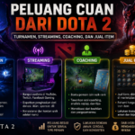 Pelajari peluang cuan dari Dota 2 melalui turnamen, streaming, coaching, hingga jual item dengan cara aman dan realistis untuk pemain pemula.